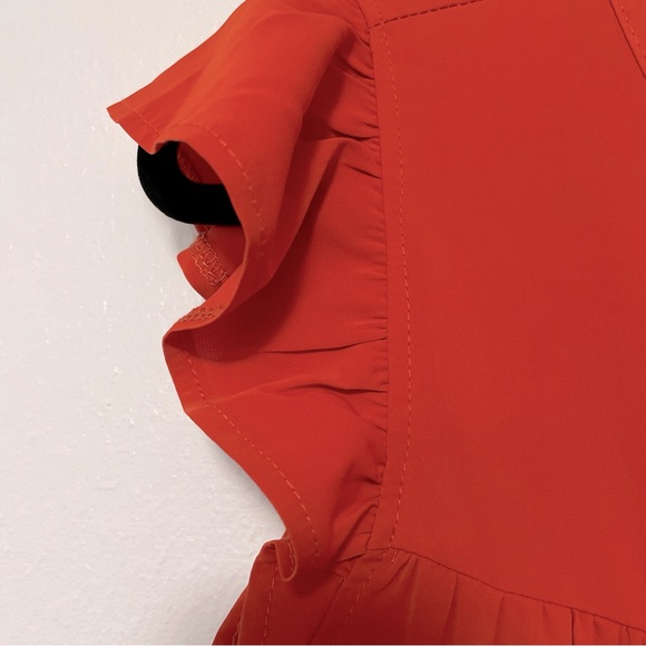 NWT ANATOKY SUMMER DRESS SMALL WITH FLUTTER SLEEVES AND TIERED BRICK RED - Picture 5 of 7